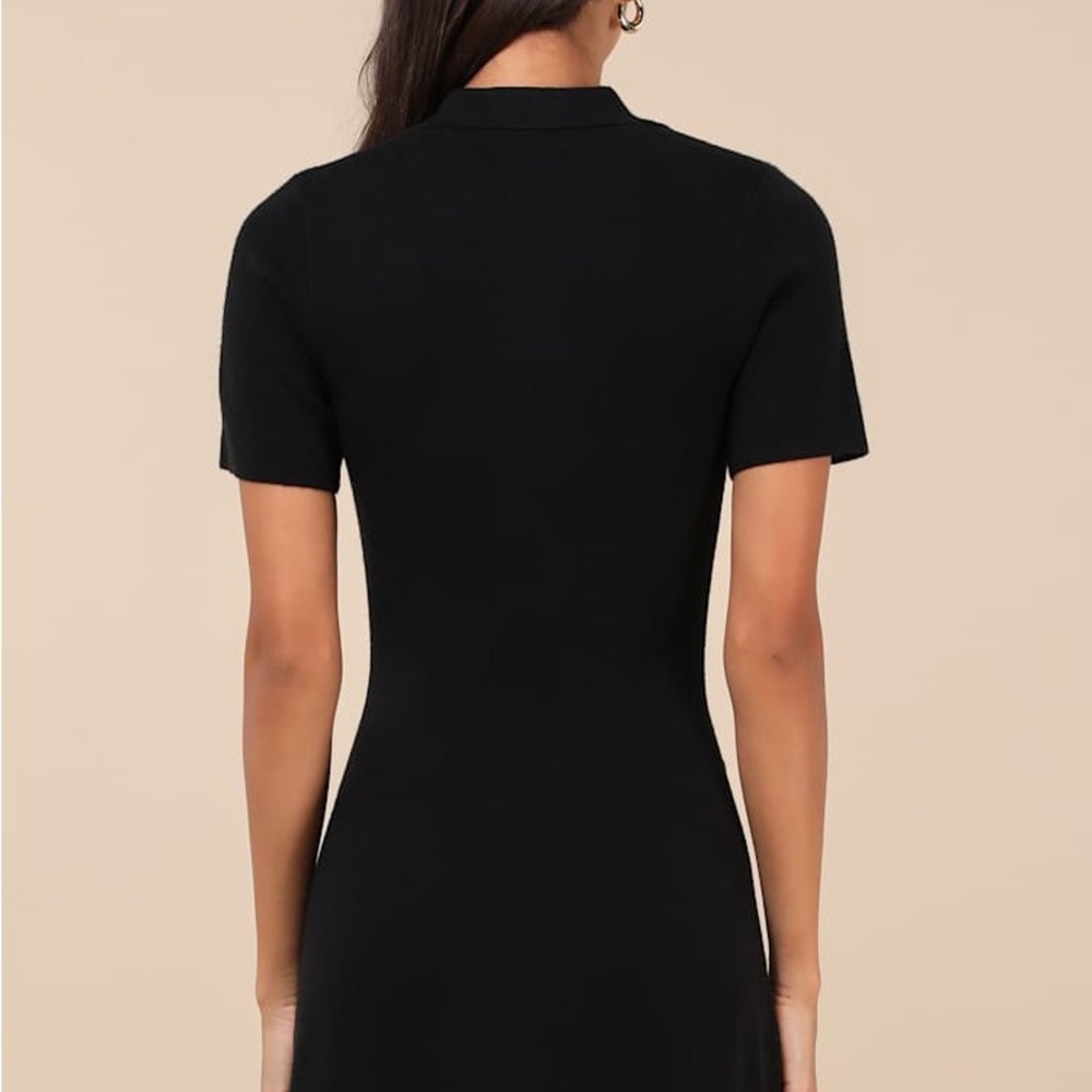 Lulu's Black Button-Front Mini Dress - Picture 2 of 8